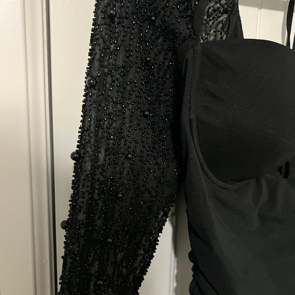 OH POLLY St. Germain black embellished long sleeve mini dress - Picture 7 of 11